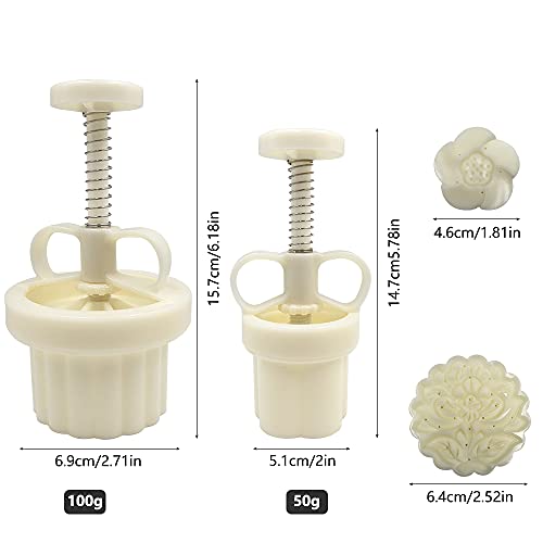 FineGood 2 Set Mooncake Mould Press with 11 Stapms, FineGood DIY Cookie Cutter 50g 100g Flower Press Mooncake Mould Hand Pressure Mooncake Baking Tools - Image 4