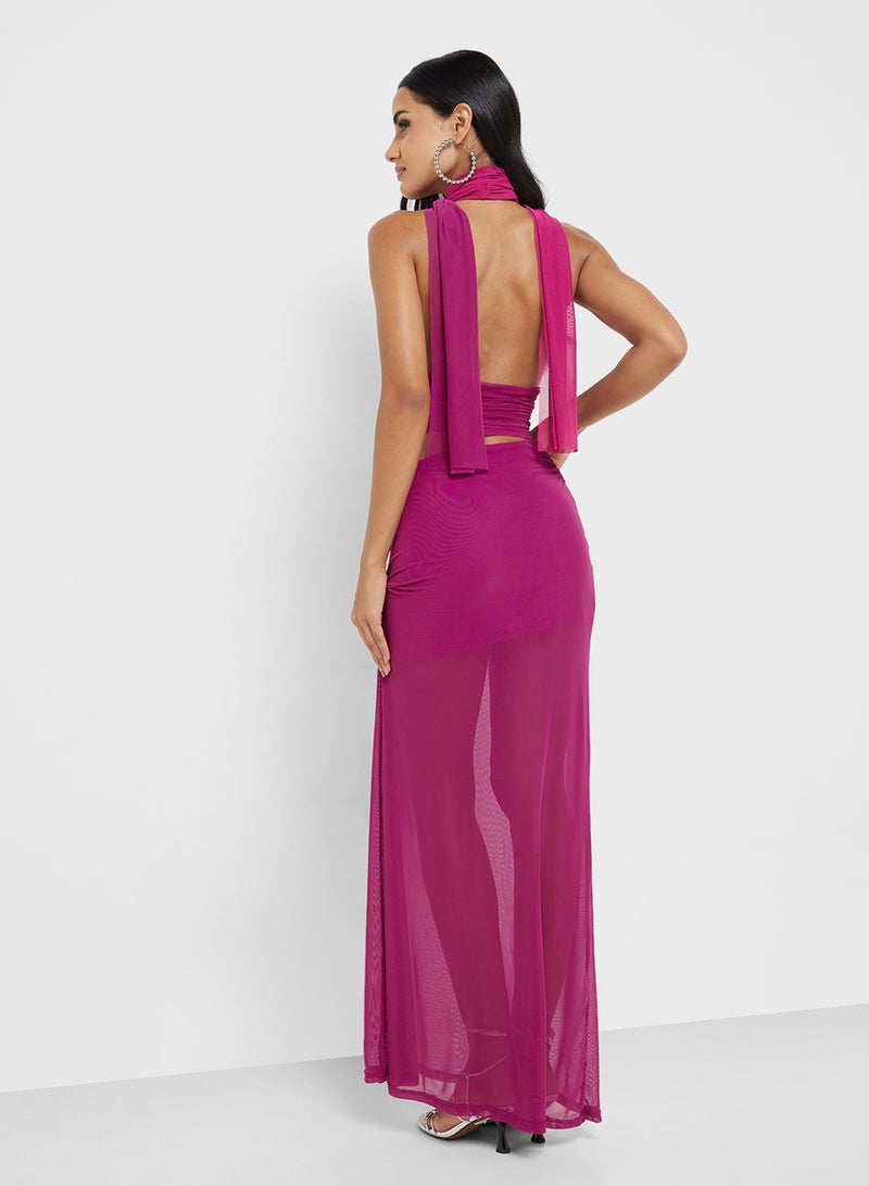 Ginger Halter Neck Top & Maxi Skirt Coord Set - Image 2