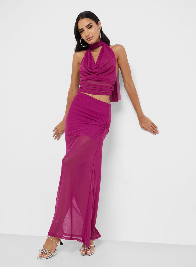 Ginger Halter Neck Top & Maxi Skirt Coord Set - Image 5