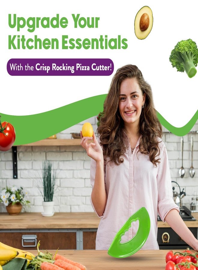 كريسب قطاعة بيتزا مقرمشة - غير لاصقة، سهلة التنظيف، وآمنة للغسل في غسالة الأطباق - أداة تقطيع بيتزا يدوية، أدوات تقطيع الكيك والخبز، أدوات خبز، وآمنة للغسل في غسالة الأطباق - أخضر زاهي - Image 3