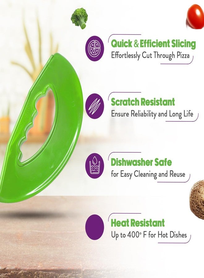 كريسب قطاعة بيتزا مقرمشة - غير لاصقة، سهلة التنظيف، وآمنة للغسل في غسالة الأطباق - أداة تقطيع بيتزا يدوية، أدوات تقطيع الكيك والخبز، أدوات خبز، وآمنة للغسل في غسالة الأطباق - أخضر زاهي - Image 4