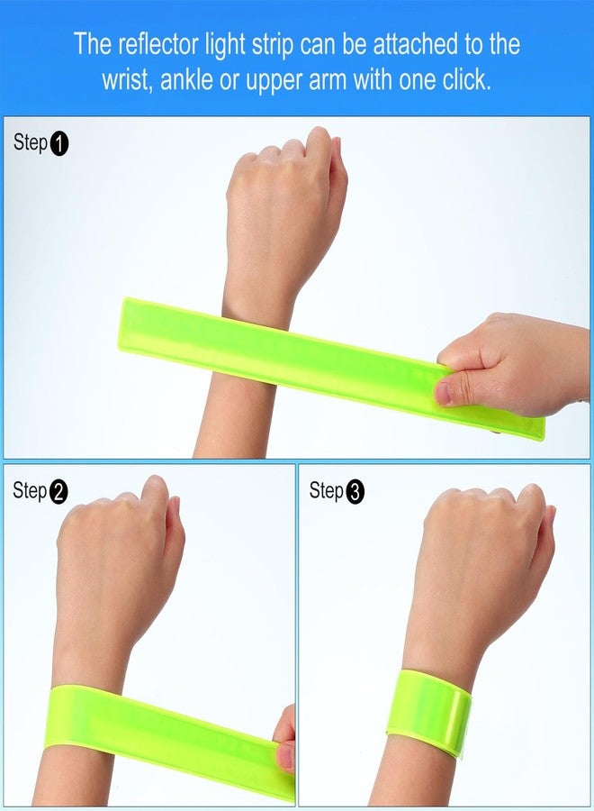 PATIKIL Reflective Slap Bands, 12 Pcs Reflector Band Snap Bracelet Armbands High Visibility Safety Reflectors Wrist Strap Strips for Night Jogging Cycling Running Hiking, Yellow - Image 4