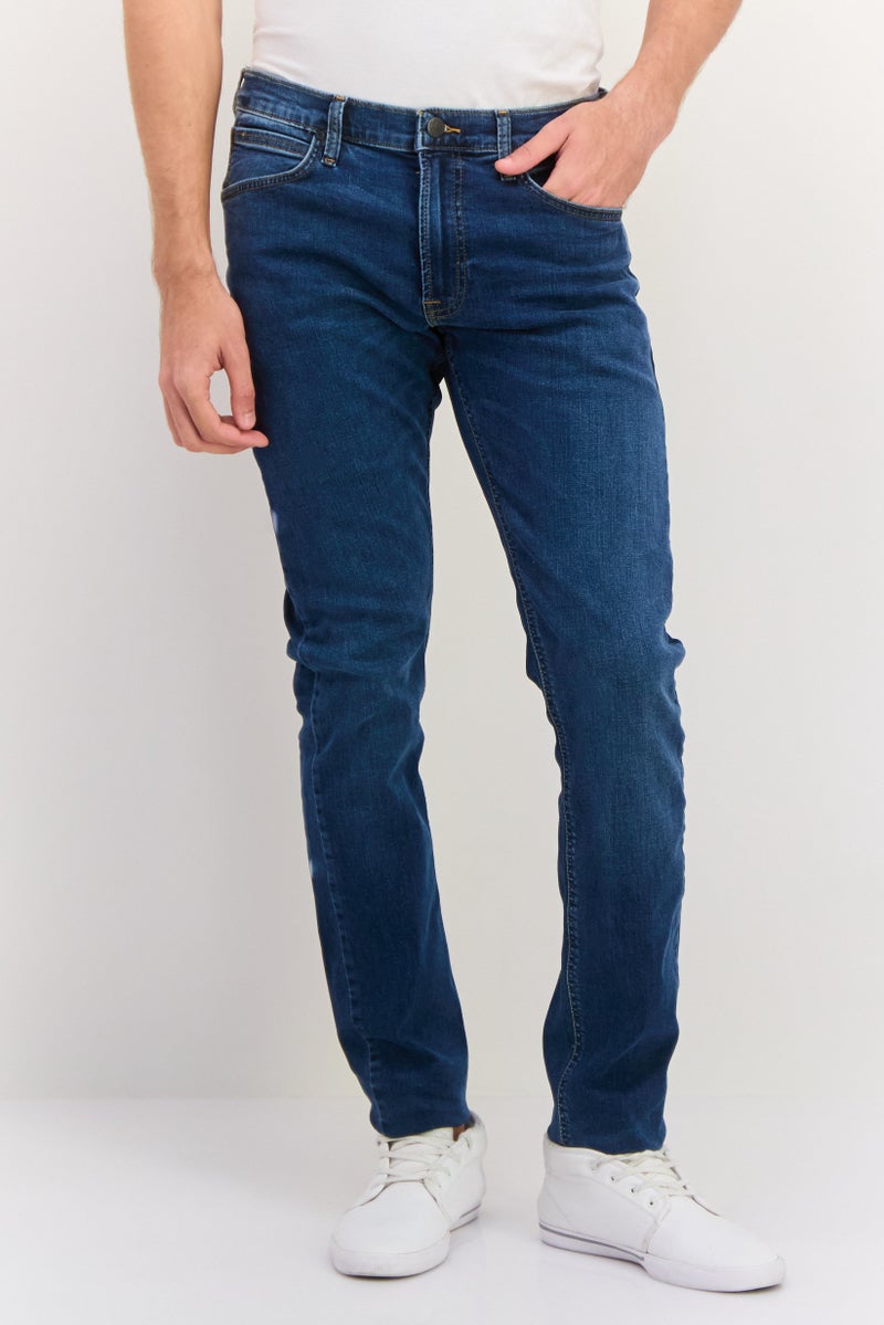 LEE Men Regular Fit Washed Stretchable Jeans, Navy - Image 1