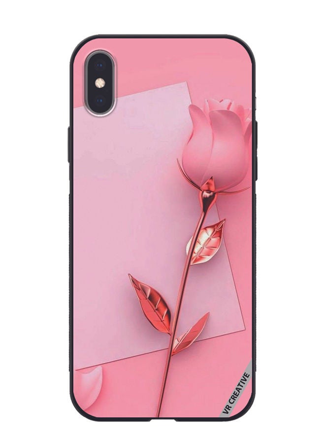 VR CREATIVE Protective Case Cover For Apple iPhone X/XS Pink Rose Design Multicolour - Image 1