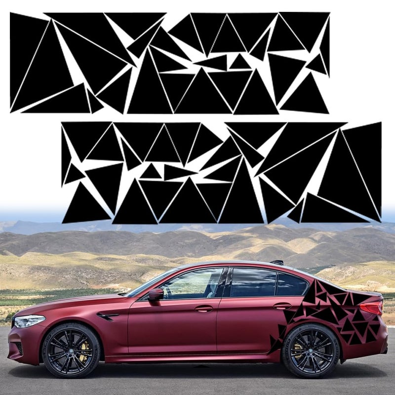 Leasinder 2pcs 53 * 17" Universal Triangles Car Decals Vinyl Auto DIY Car Body Side Sticker Graphics Racing Sports Accessories Exterior Decoration for Truck SUV Off-Road Vehicles (Triangle, Black) - Image 1