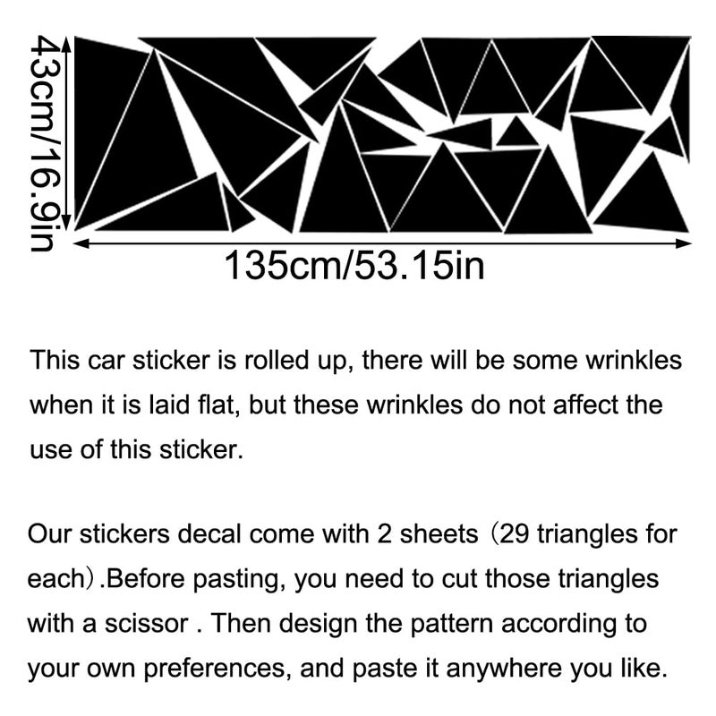 Leasinder 2pcs 53 * 17" Universal Triangles Car Decals Vinyl Auto DIY Car Body Side Sticker Graphics Racing Sports Accessories Exterior Decoration for Truck SUV Off-Road Vehicles (Triangle, Black) - Image 2