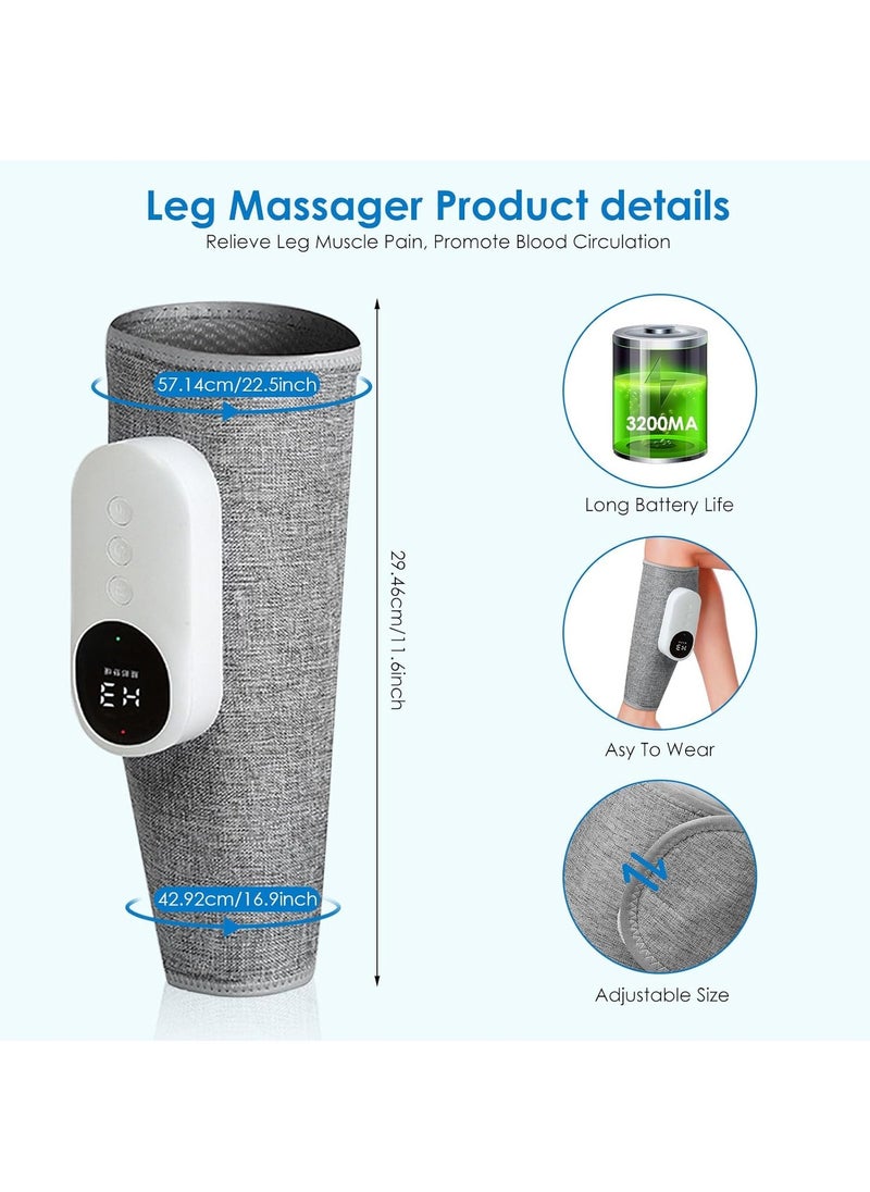 MileMelo - Cordless Calf Massager with Heat, Leg Massager for Pain and Circulation with 3 Modes and 3 Intensities,Revitive Circulation Booster for Legs Air Compression Massager-Single(Grey) - Image 1