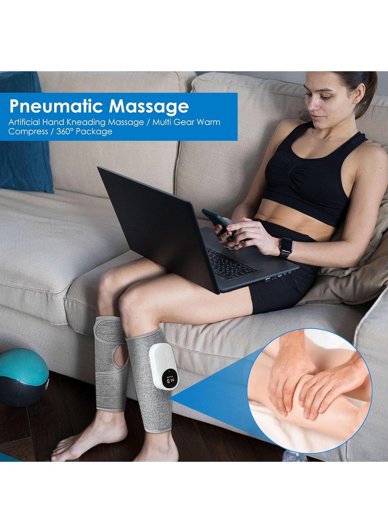 MileMelo - Cordless Calf Massager with Heat, Leg Massager for Pain and Circulation with 3 Modes and 3 Intensities,Revitive Circulation Booster for Legs Air Compression Massager-Single(Grey) - Image 1