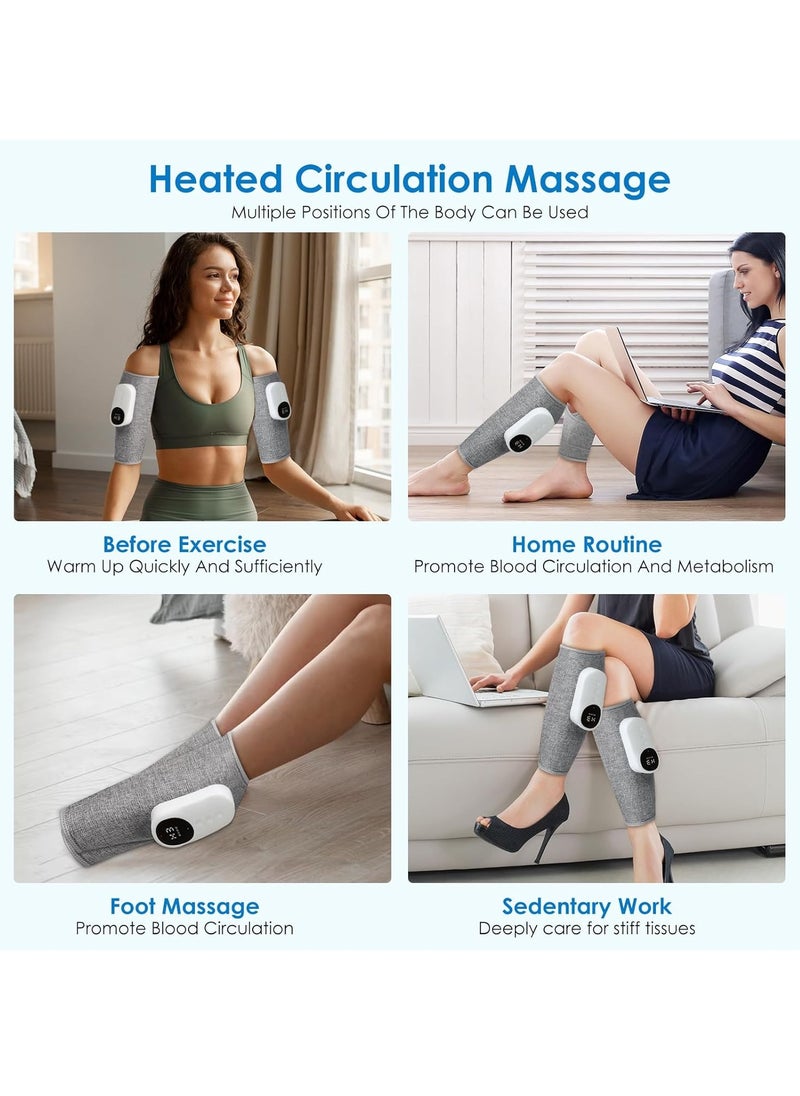 MileMelo - Cordless Calf Massager with Heat, Leg Massager for Pain and Circulation with 3 Modes and 3 Intensities,Revitive Circulation Booster for Legs Air Compression Massager-Single(Grey) - Image 1