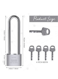 Generic Lengthened Padlock with 4 Keys, 6.4 Inch Long Shackle Padlock Heavy Duty Lock Waterproof High Security Outdoor Padlock for Warehouses Container Doors Garage Shed  - Image 4