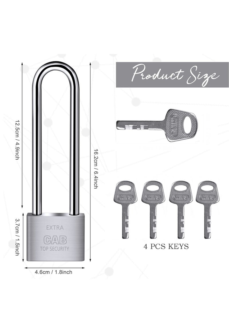Lengthened Padlock with 4 Keys, 6.4 Inch Long Shackle Padlock Heavy Duty Lock Waterproof High Security Outdoor Padlock for Warehouses Container Doors Garage Shed  - Image 4