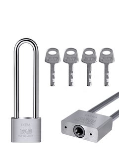 Generic Lengthened Padlock with 4 Keys, 6.4 Inch Long Shackle Padlock Heavy Duty Lock Waterproof High Security Outdoor Padlock for Warehouses Container Doors Garage Shed  - Image 1