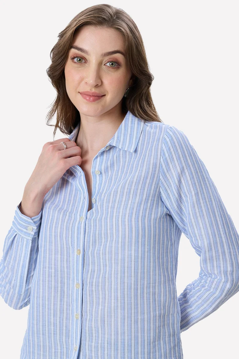 Virgio  Stripes Linen Button Down Shirt for Women for Women | Best Price UAE