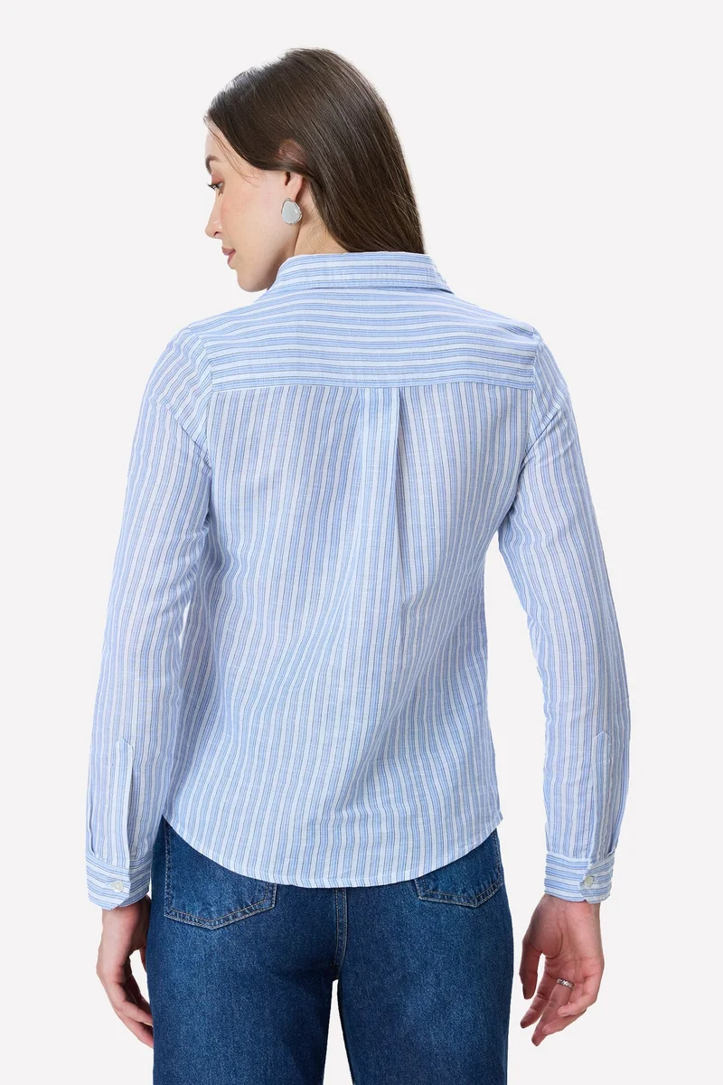 Virgio  Stripes Linen Button Down Shirt for Women for Women | Best Price UAE