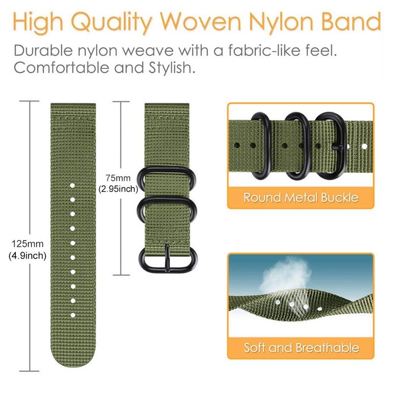 erorex For Samsung Galaxy Watch Ultra / Ultra 2025 Ring Buckle Nylon Canvas Watch Band(Army Green) - Image 4