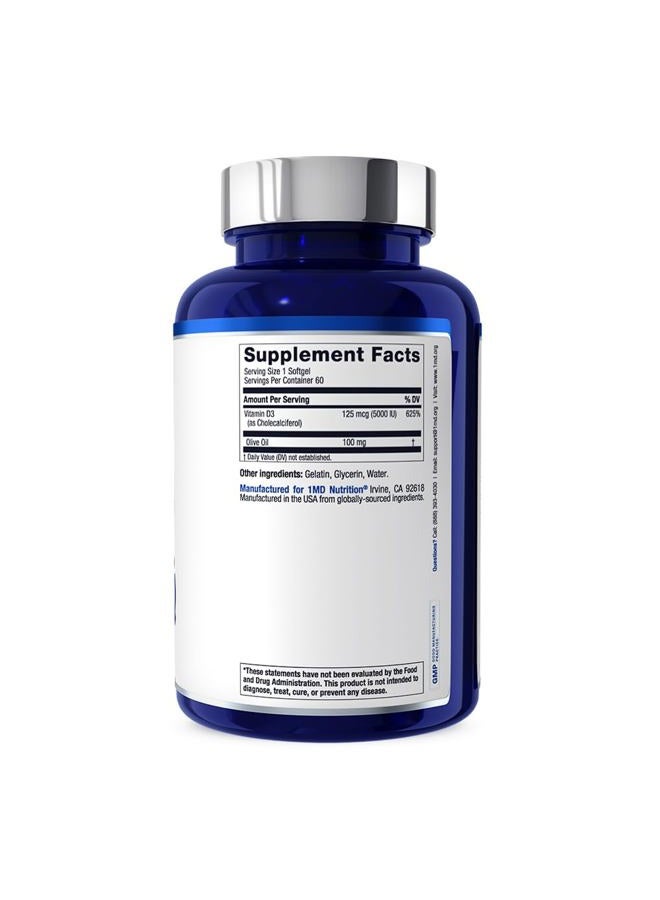 1MD Nutrition Vitamin D3 5000 IU Softgels | Bone Health, Muscle Function, & Immune Support | Gluten Free and Non-GMO with Organic Avocado Oil | 3-Month Supply - Image 5