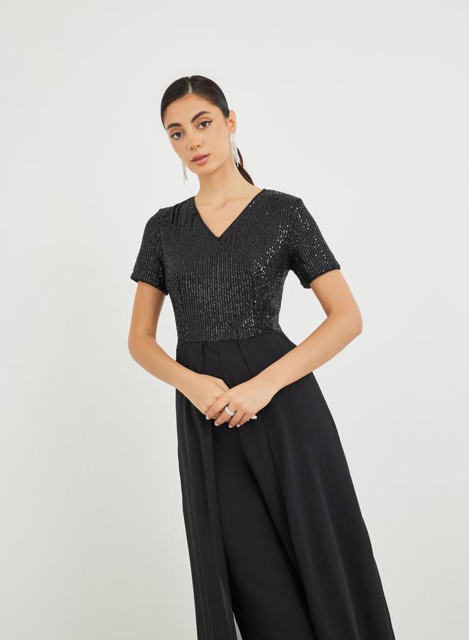 Styli Embellished Sequins Wide Leg Jumpsuit - Image 3