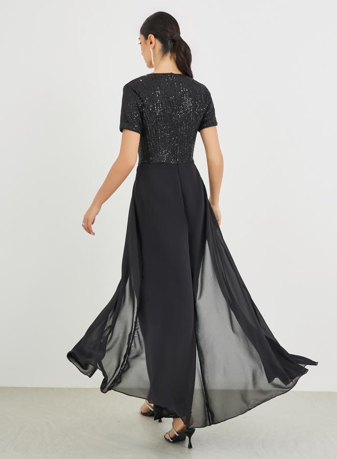 Styli Embellished Sequins Wide Leg Jumpsuit - Image 5