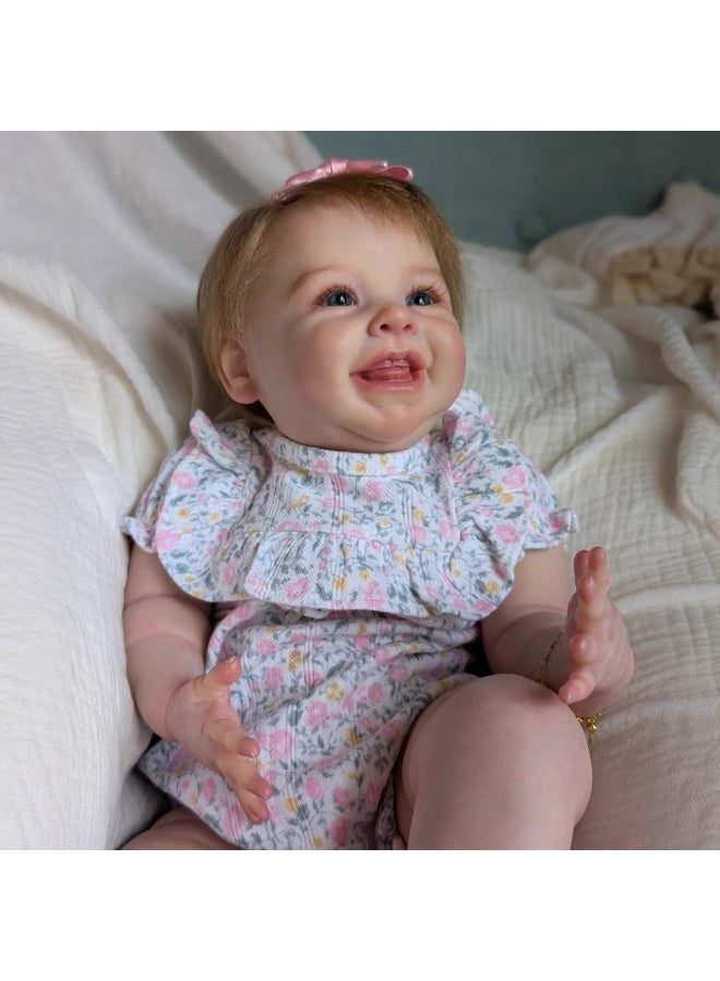 ان بي كي دمية طفلة رضيعة واقعية، مصنوعة يدويًا من الفينيل الناعم والسيليكون، بطول ١٩ بوصة، بتصميم رومبير مزهر، مجموعة لعب للأطفال حديثي الولادة. - Image 3