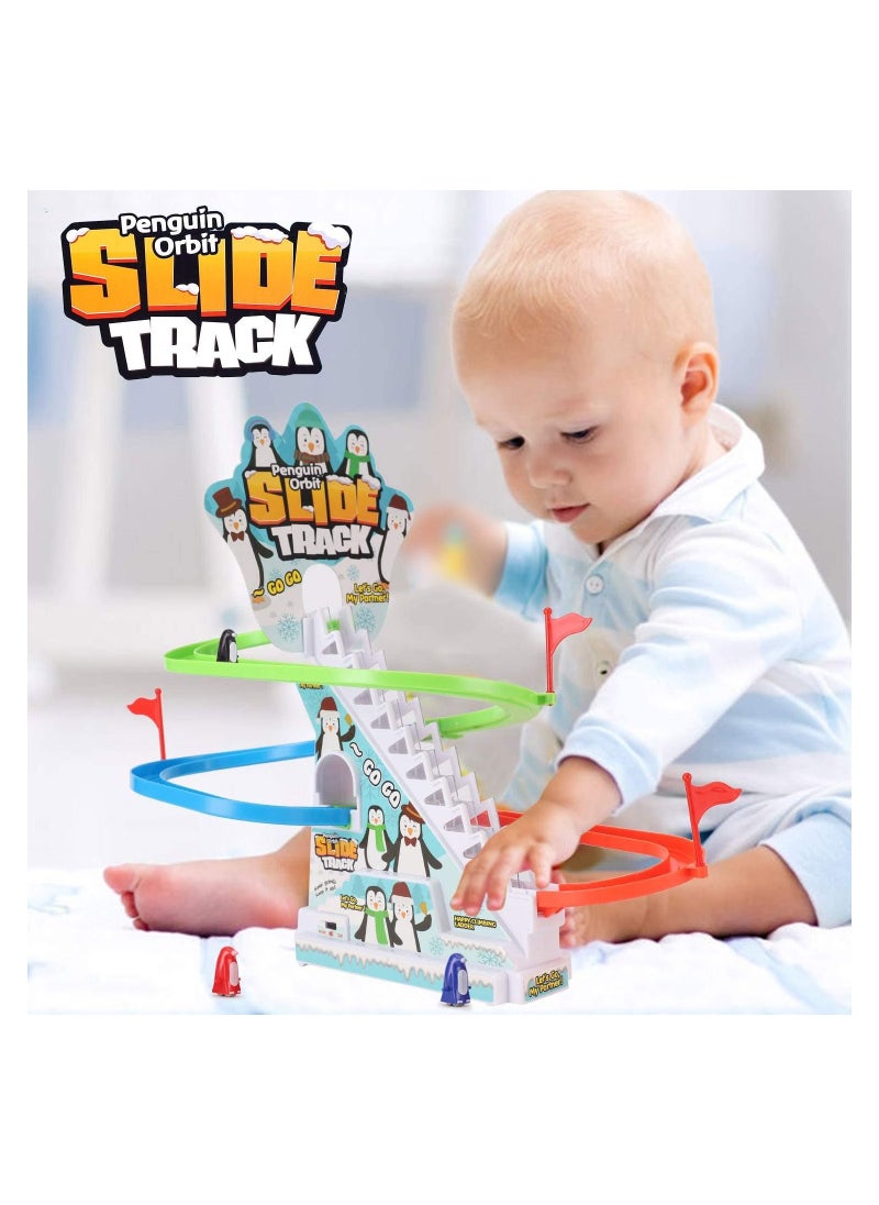 Toy Box - Musical Penguin Orbit Chasing Race Track Game Set with LED Flashing Lights and Music - Image 1