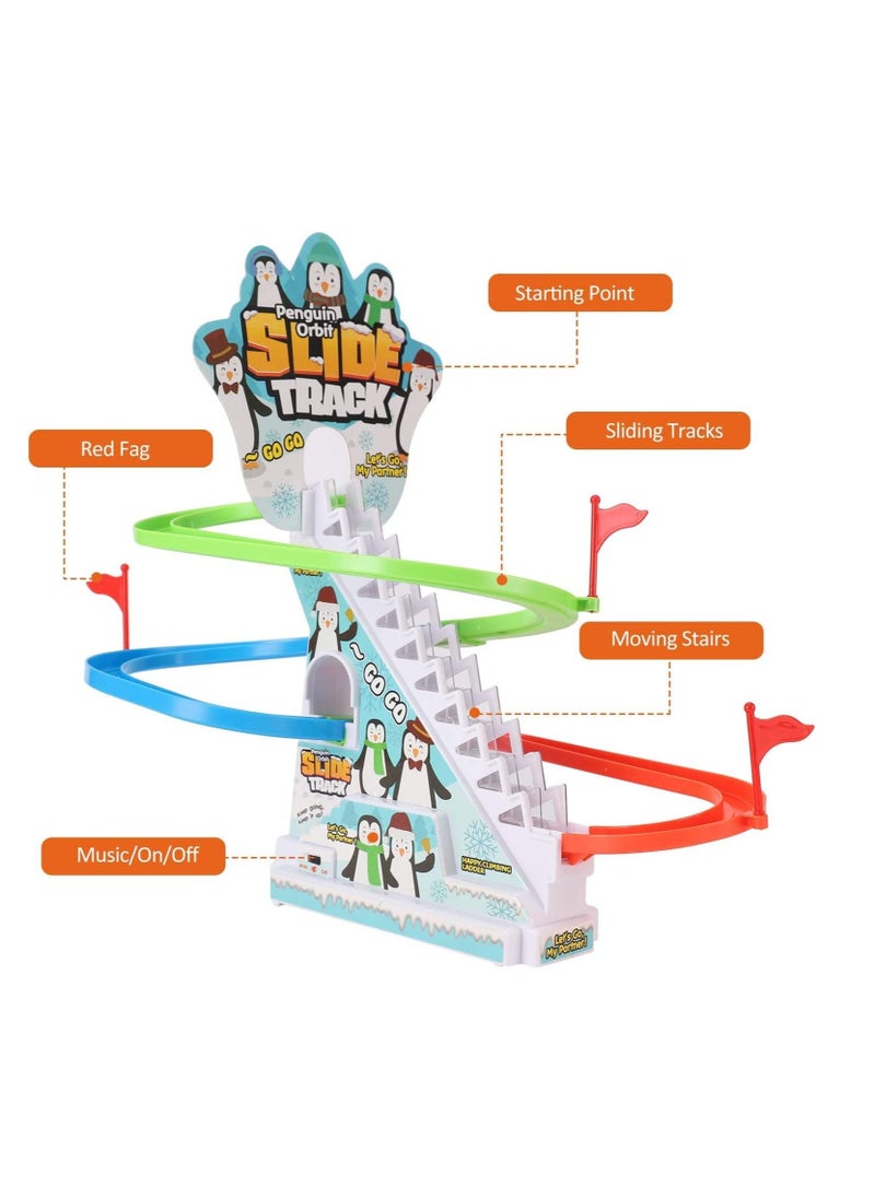 Toy Box - Musical Penguin Orbit Chasing Race Track Game Set with LED Flashing Lights and Music - Image 1