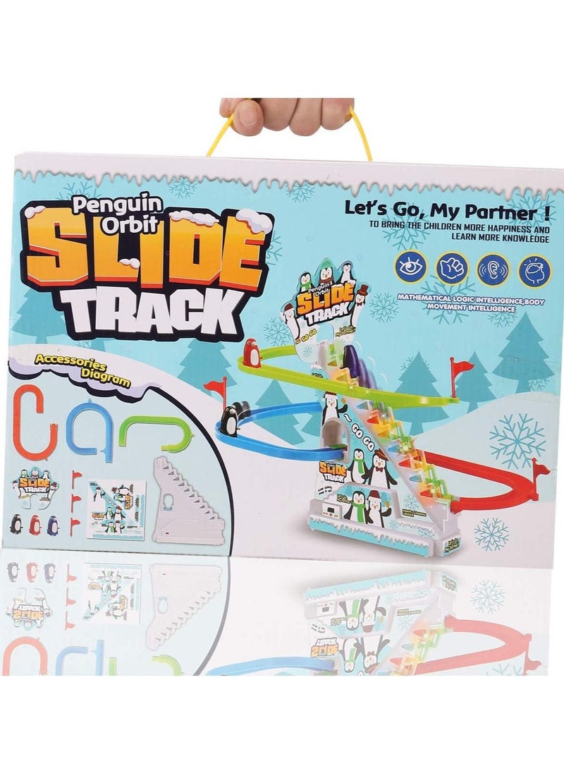 Toy Box - Musical Penguin Orbit Chasing Race Track Game Set with LED Flashing Lights and Music - Image 1