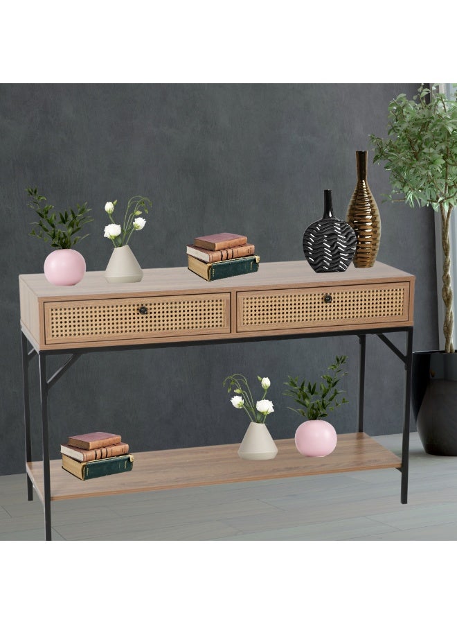 PixelsFurniture Pixels Furniture Console Table, Entryway with Wood Top and Metal Ends, Versatile - Image 1