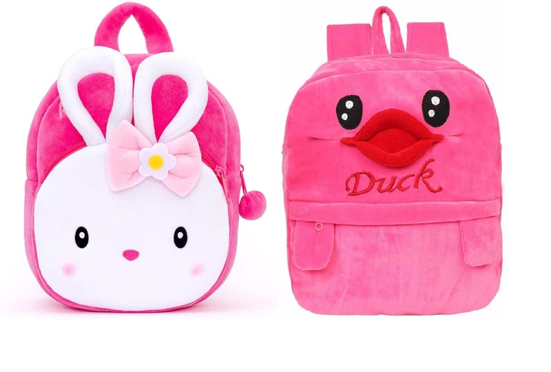 blue tree Kids School Bag Soft Plush Backpack Cartoon Bags Mini Travel Bag for for Girls Boys Toddler Baby Konggi Rabbit & Duck - Image 1