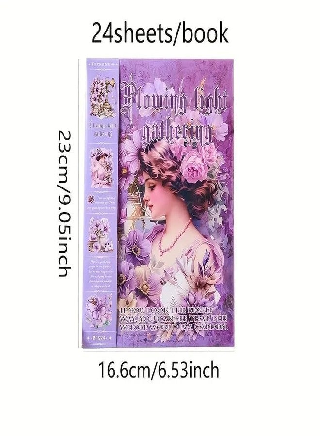 Funspark Vintage Theme Stickers Elegant Victorian Girl Scrapbook Stickers Floral Aesthetic Ephemera for Journals Planners Collage and DIY Crafts Pack of 1 The Year of Hibiscus - Image 2