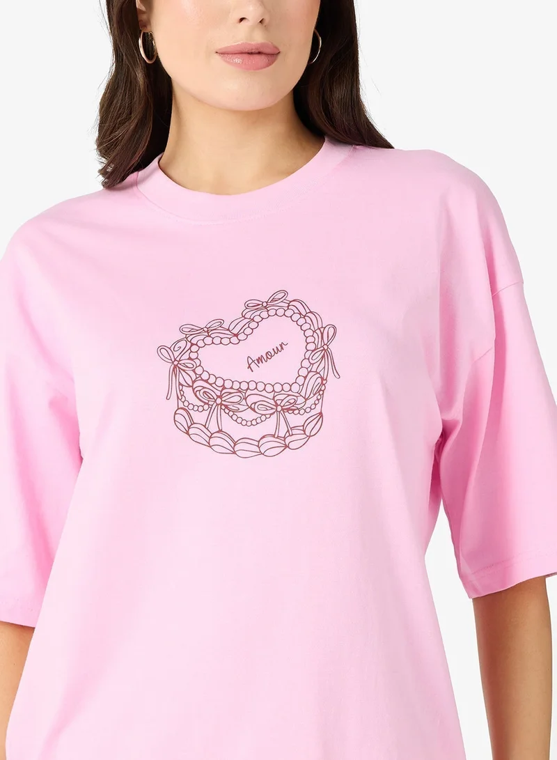 Ginger Cotton Oversize Graphic T-shirt