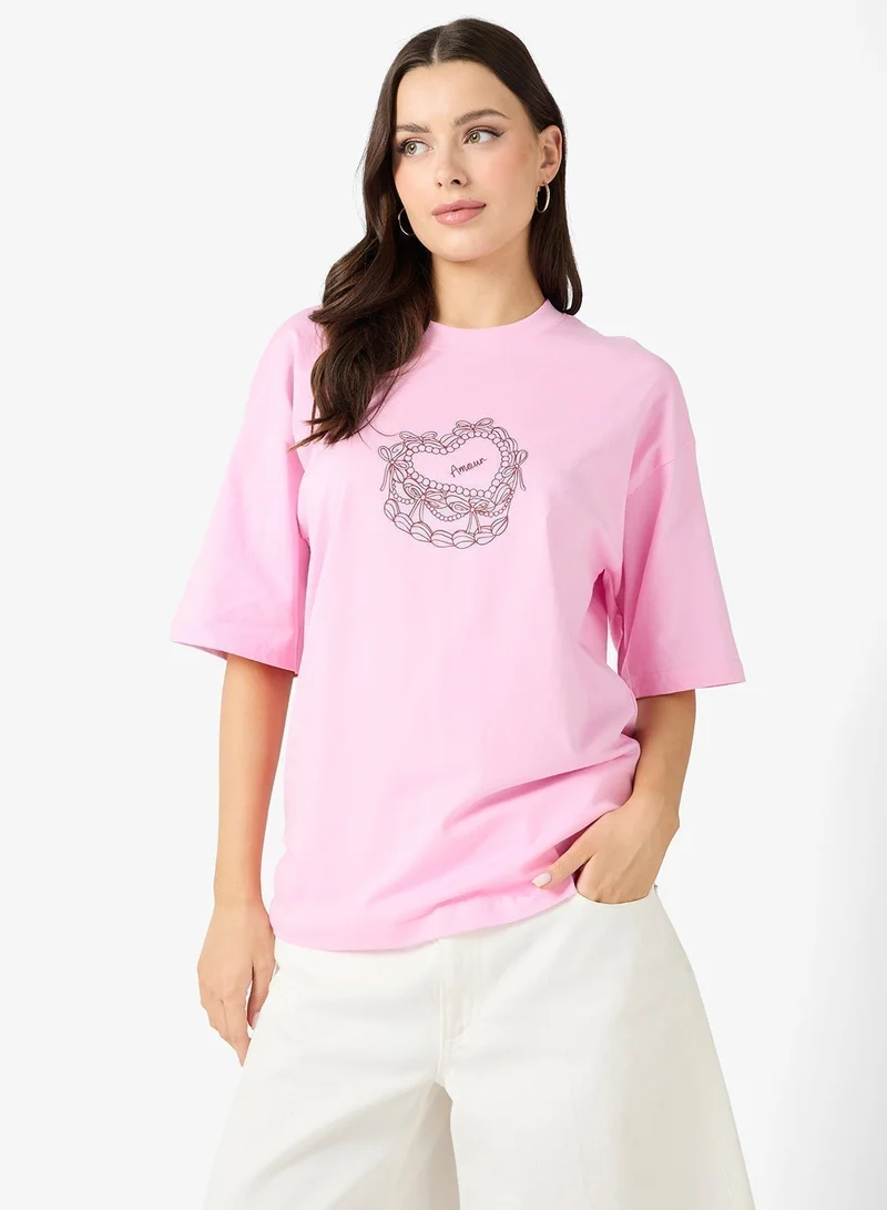 Ginger Cotton Oversize Graphic T-shirt
