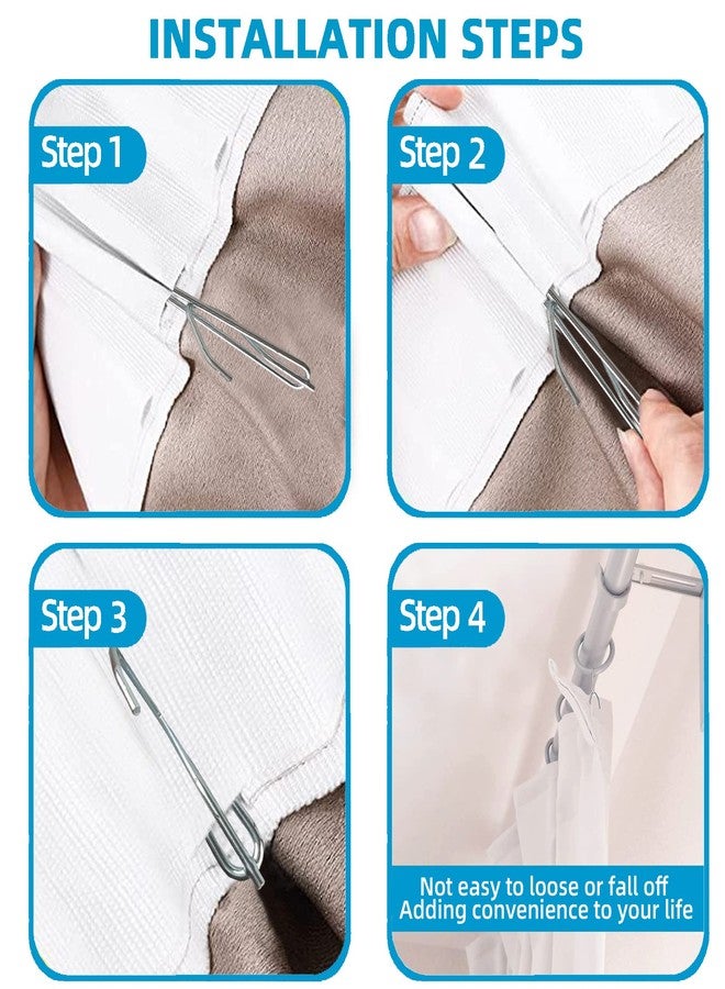Kowibcl 50pcs 3 Inch Slip on Drapery Hooks Metal Curtain Hooks Slip on Drapery Hook Pins for Window Curtain, Door Curtain, Shower Curtain and Drapes - Image 4