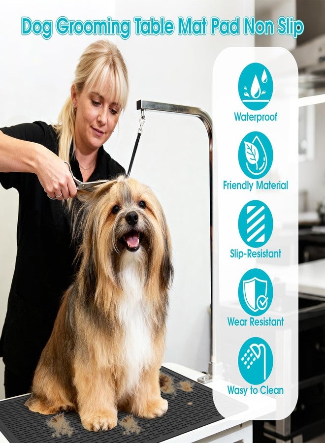 Wiojtry Dog Grooming Table Mat, (19.9 x 27.8 inch) Dog Grooming Table Mat Pad Non-Slip, Pet Grooming Table Mat for Grooming Dogs at Home, Pet Groomers Table Mat, Easy-Clean Durability (Black) - Image 3