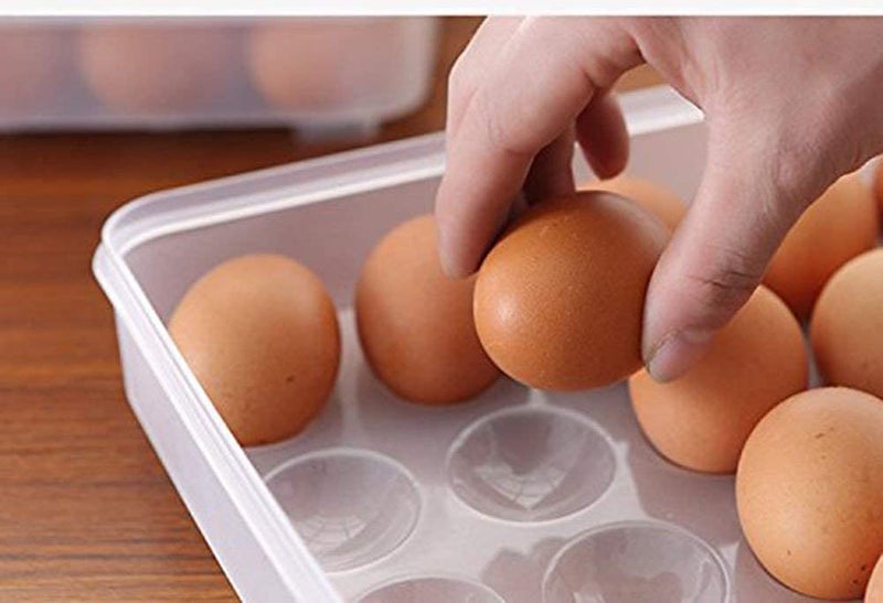 Krisus 24 Grid Egg Storage Box Egg Refrigerator Storage Tray Stackable Plastic Egg Containers for Fridge Kitchen Size of The 24 Egg Storage Box is 31x23x6 Cm Egg Box for Fridge Egg Container - Image 4