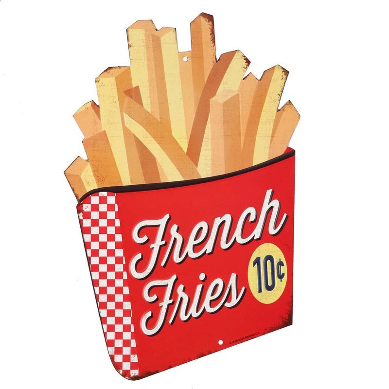 Open Road Brands French Fries Embossed Metal Sign  Vintage Diner French Fries Sign for Kitchen or Man Cave - Image 1
