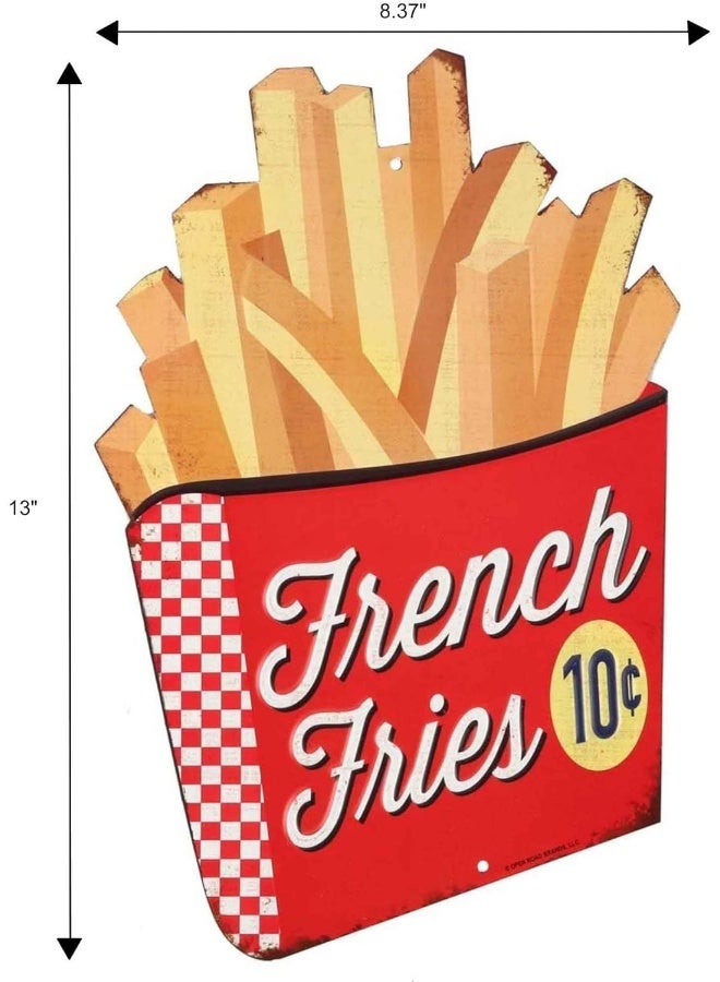 Open Road Brands French Fries Embossed Metal Sign  Vintage Diner French Fries Sign for Kitchen or Man Cave - Image 2