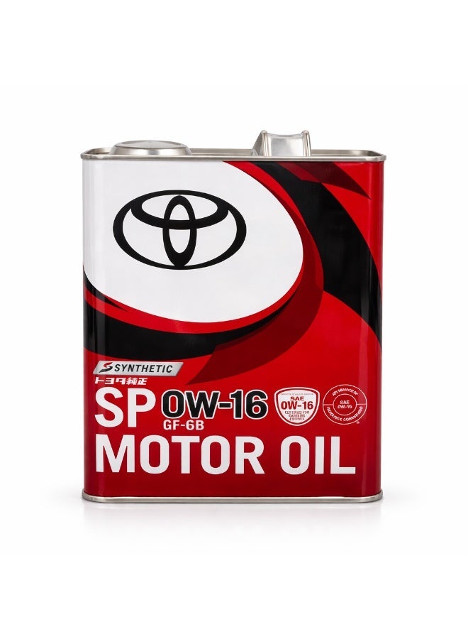 Toyota Genuine Motor Oil SP 0W-16 GF-6B Synthetic Engine Oil 4L | Fuel Economy Performance Oil for Toyota & Lexus - Image 1