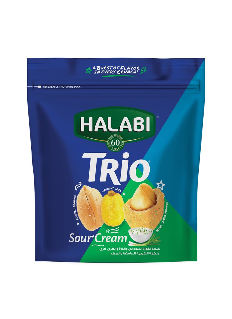 Halabi Trio Sour Cream Peanuts & Corn Mix 150g - Image 1