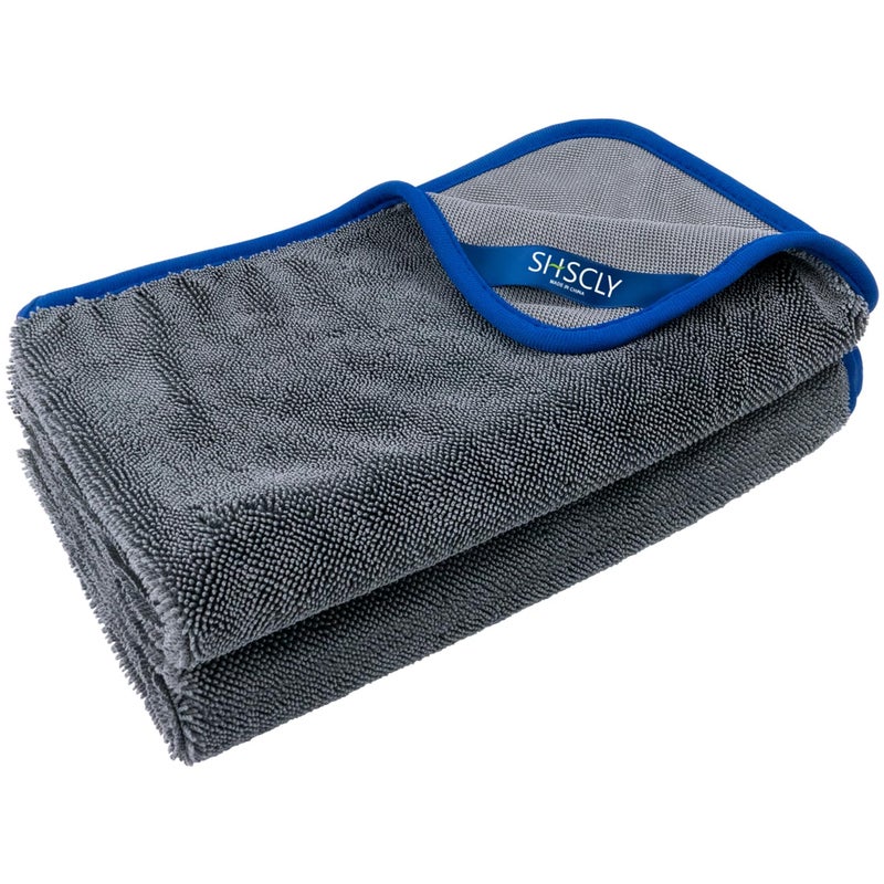 SHSCLY Microfiber Car Drying Towel Super Absorbent Twist Pile Car Towels Rapid Drying Large Cleaning Lint-Free Detailing Cloth Gray 24 x 20 Inches Pack of 2 - Image 1