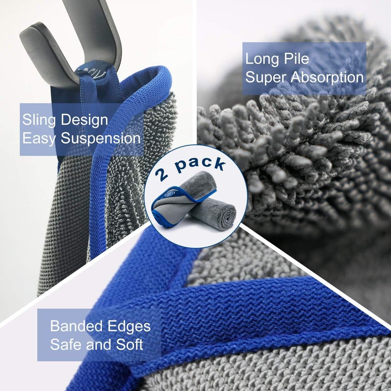 SHSCLY Microfiber Car Drying Towel Super Absorbent Twist Pile Car Towels Rapid Drying Large Cleaning Lint-Free Detailing Cloth Gray 24 x 20 Inches Pack of 2 - Image 4