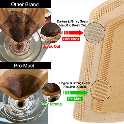 Pro Mael Cone Coffee Filters #4, Number 4 Coffee Filter 8-12 Cup for Drip Coffee Maker, Unbleached Natural (100, #4) - Image 4