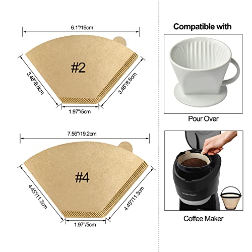 Pro Mael Cone Coffee Filters #4, Number 4 Coffee Filter 8-12 Cup for Drip Coffee Maker, Unbleached Natural (100, #4) - Image 2