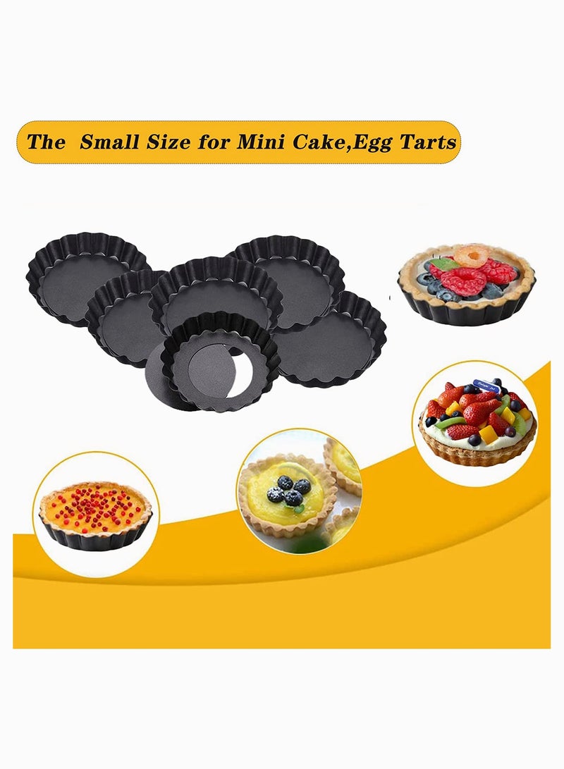 قالب تارت بقاعدة قابلة للإزالة، مجموعة من 5 قطع، قوالب تارت غير لاصقة بحجم 9 بوصات و4 بوصات لصنع الفطائر والتارت والكيش. - Image 4