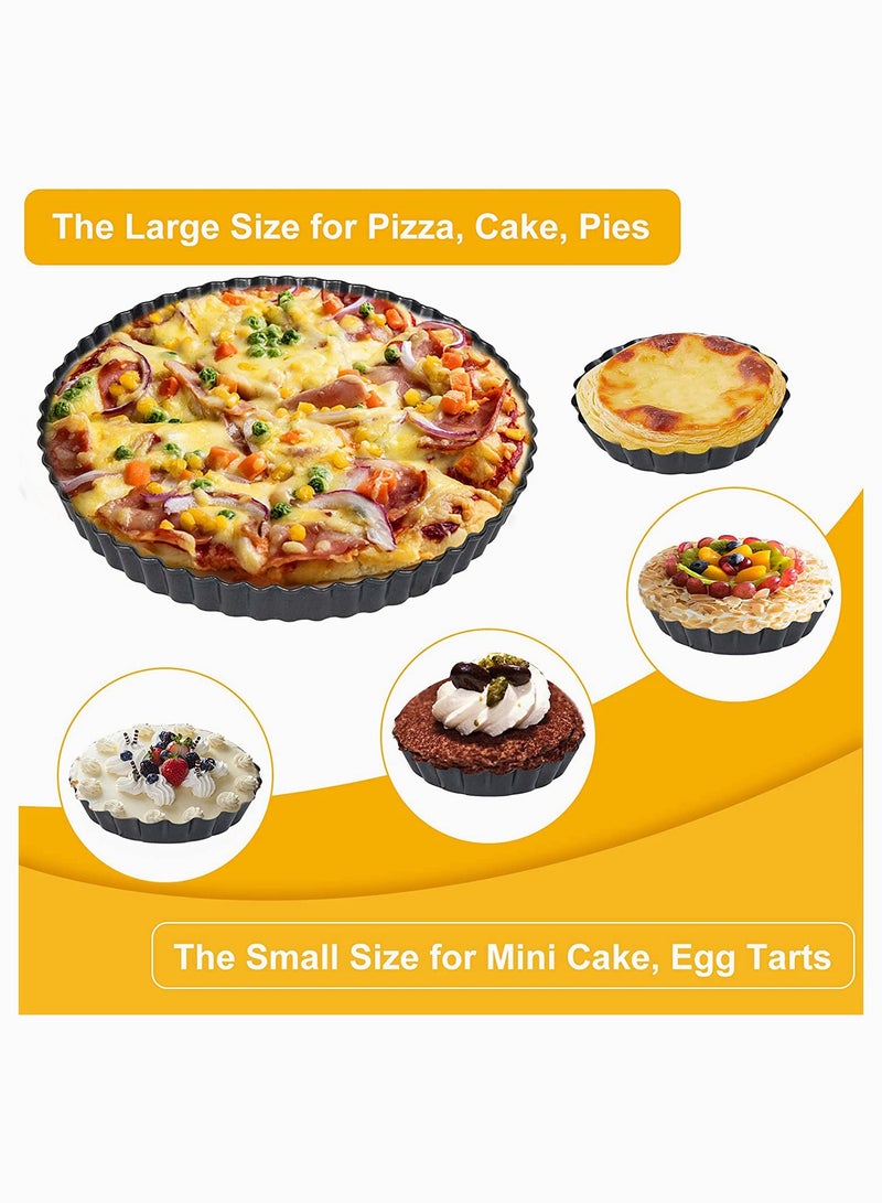 قالب تارت بقاعدة قابلة للإزالة، مجموعة من 5 قطع، قوالب تارت غير لاصقة بحجم 9 بوصات و4 بوصات لصنع الفطائر والتارت والكيش. - Image 3