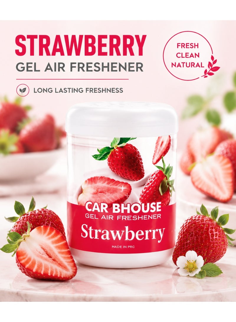 CAR BHOUSE Strawberry Gel Air Freshener, Odor Eliminator, Long-Lasting Scent for Car, Home, Closet & Bathroom, 200g - Image 1