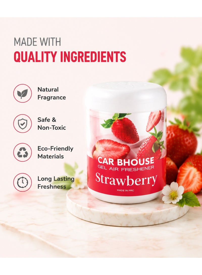 CAR BHOUSE Strawberry Gel Air Freshener, Odor Eliminator, Long-Lasting Scent for Car, Home, Closet & Bathroom, 200g - Image 3