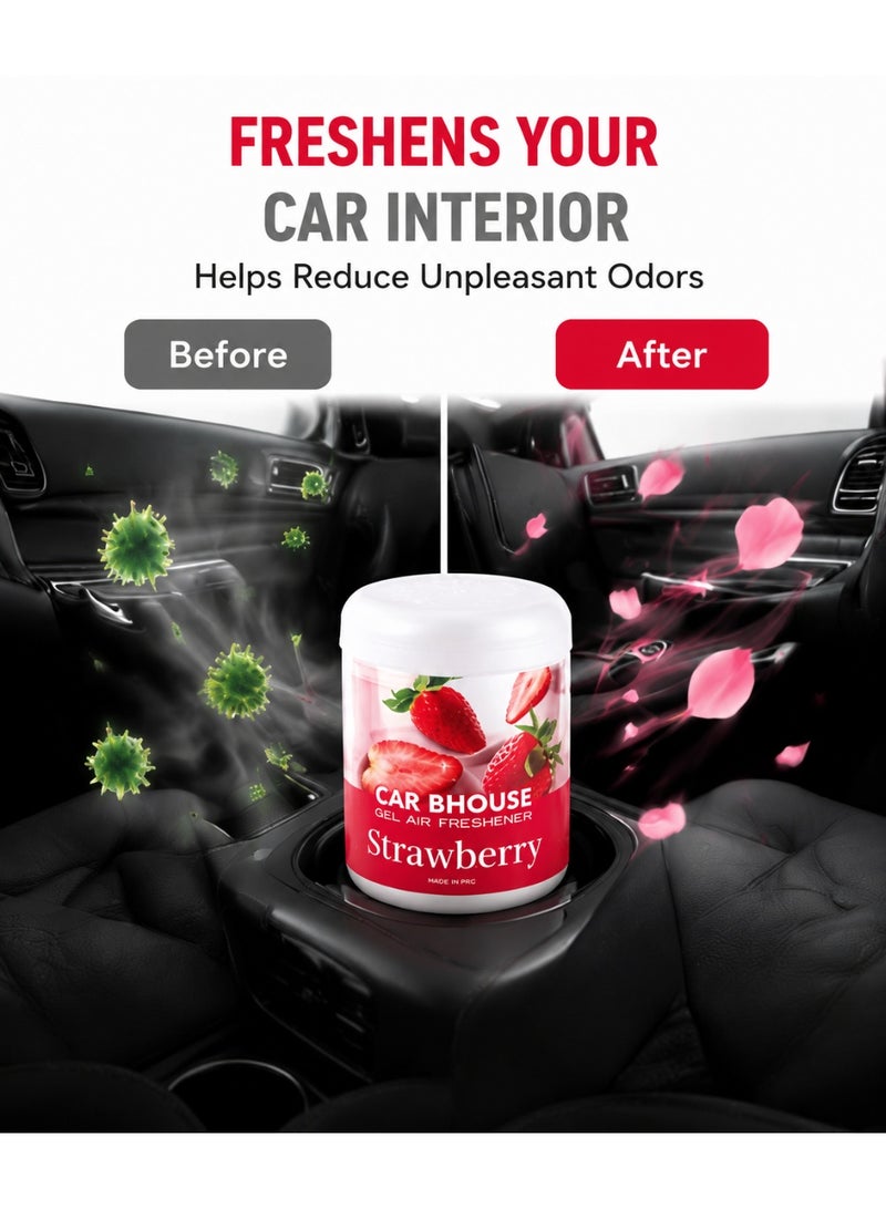CAR BHOUSE Strawberry Gel Air Freshener, Odor Eliminator, Long-Lasting Scent for Car, Home, Closet & Bathroom, 200g - Image 4