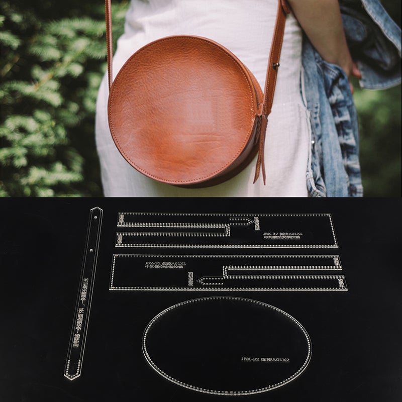 Leather Craft Clear Acrylic Shoulder Bag Round Bag Pattern Stencil Template DIY JBX-32 - Image 2