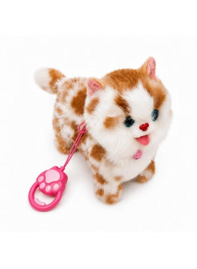 Walking Plush Cat Toy with Sound- Beige