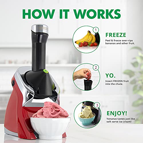 Yonanas 988RD Deluxe Vegan, Dairy-Free Frozen Fruit Soft Serve Maker, Includes 75 Recipes, 200 W, Red - Image 5